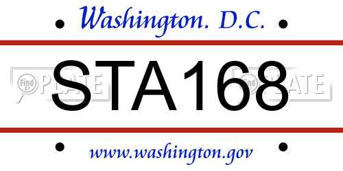 STA168 District Of Columbia License Plate