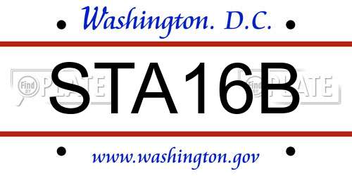 STA16B District Of Columbia License Plate