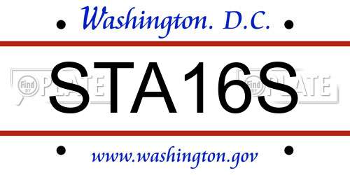 STA16S District Of Columbia License Plate