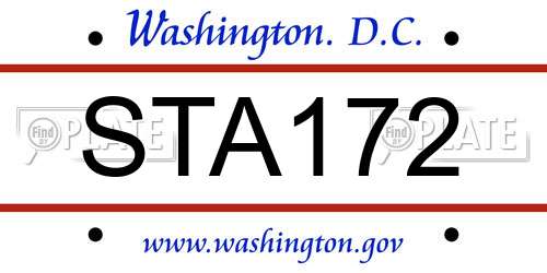 STA172 District Of Columbia License Plate