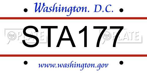 STA177 District Of Columbia License Plate