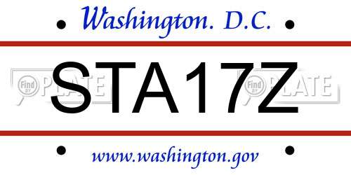 STA17Z District Of Columbia License Plate