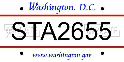STA2655 District Of Columbia License Plate