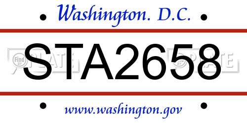 STA2658 District Of Columbia License Plate