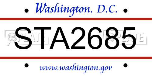 STA2685 District Of Columbia License Plate