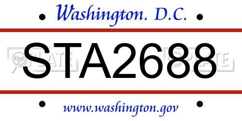 STA2688 District Of Columbia License Plate