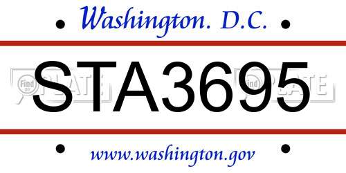 STA3695 District Of Columbia License Plate