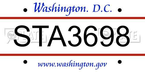 STA3698 District Of Columbia License Plate