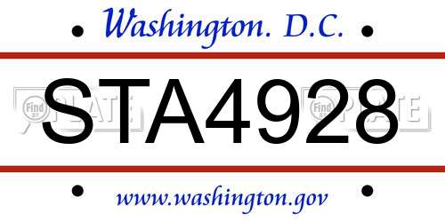 STA4928 District Of Columbia License Plate