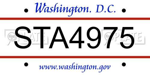 STA4975 District Of Columbia License Plate
