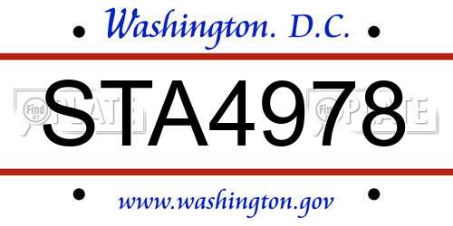 STA4978 District Of Columbia License Plate