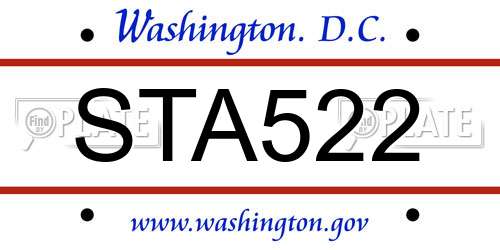 STA522 District Of Columbia License Plate