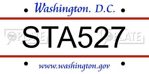 STA527 District Of Columbia License Plate