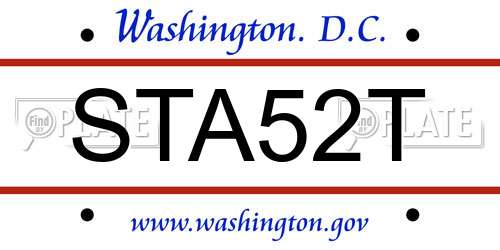 STA52T District Of Columbia License Plate