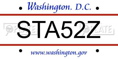 STA52Z District Of Columbia License Plate