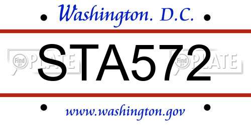 STA572 District Of Columbia License Plate