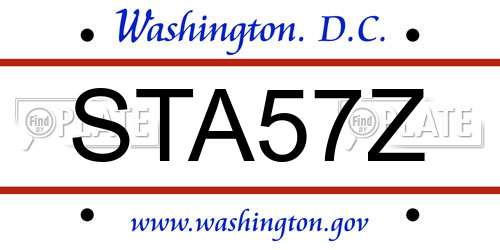 STA57Z District Of Columbia License Plate