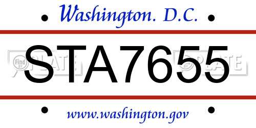 STA7655 District Of Columbia License Plate