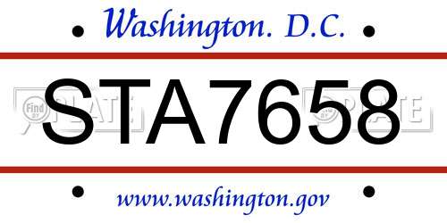 STA7658 District Of Columbia License Plate