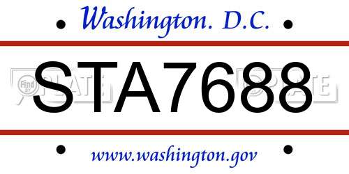 STA7688 District Of Columbia License Plate