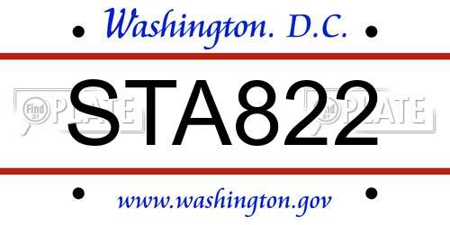 STA822 District Of Columbia License Plate