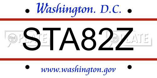 STA82Z District Of Columbia License Plate