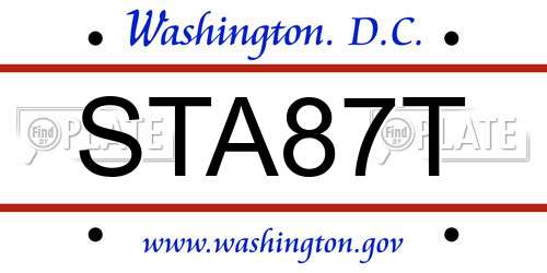 STA87T District Of Columbia License Plate