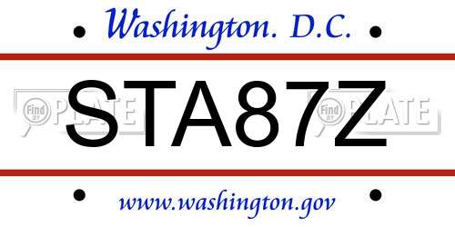 STA87Z District Of Columbia License Plate