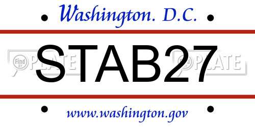 STAB27 District Of Columbia License Plate