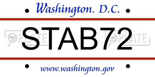 STAB72 District Of Columbia License Plate