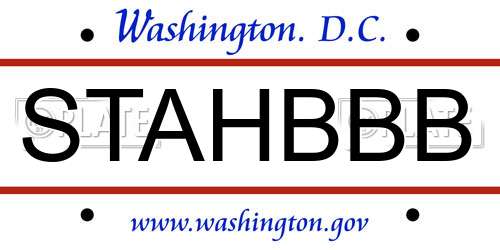 STAHBBB District Of Columbia License Plate