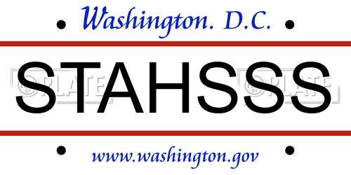 STAHSSS District Of Columbia License Plate