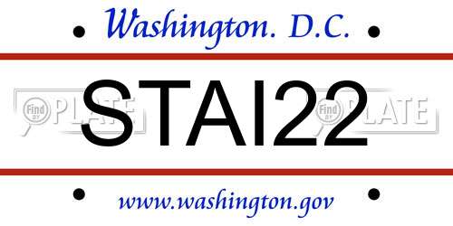 STAI22 District Of Columbia License Plate