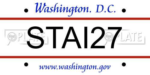 STAI27 District Of Columbia License Plate