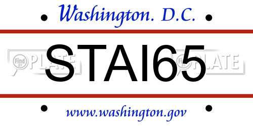 STAI65 District Of Columbia License Plate
