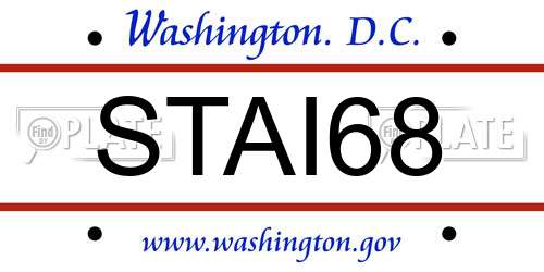 STAI68 District Of Columbia License Plate