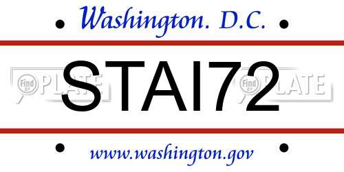 STAI72 District Of Columbia License Plate