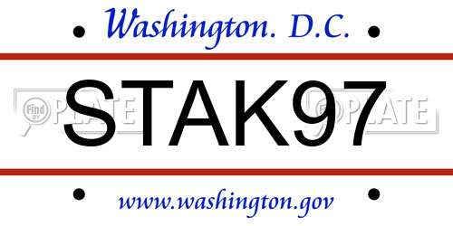 STAK97 District Of Columbia License Plate