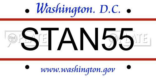 STAN55 District Of Columbia License Plate