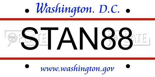 STAN88 District Of Columbia License Plate