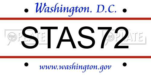 STAS72 District Of Columbia License Plate