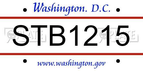 STB1215 District Of Columbia License Plate