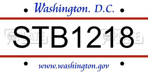 STB1218 District Of Columbia License Plate