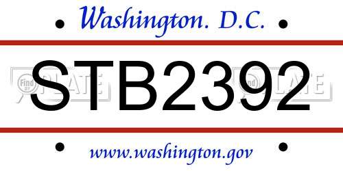 STB2392 District Of Columbia License Plate