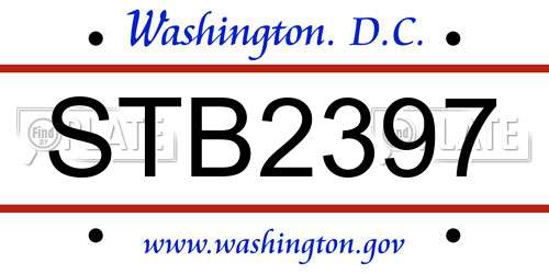 STB2397 District Of Columbia License Plate