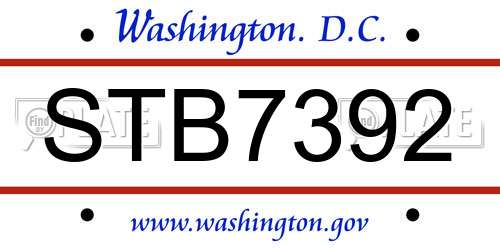 STB7392 District Of Columbia License Plate