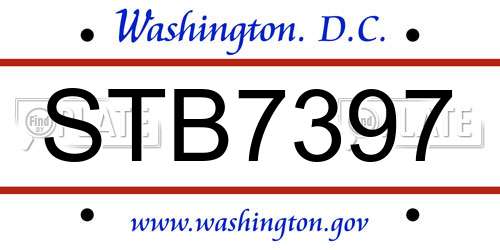 STB7397 District Of Columbia License Plate