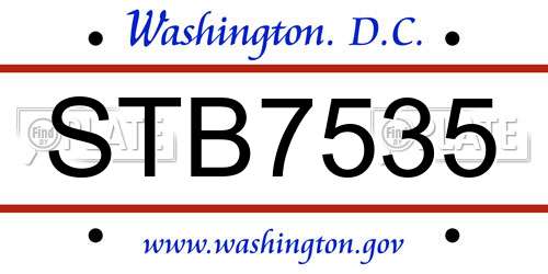 STB7535 District Of Columbia License Plate
