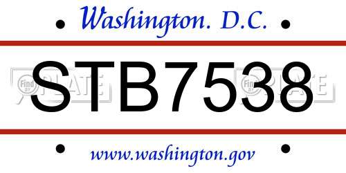 STB7538 District Of Columbia License Plate