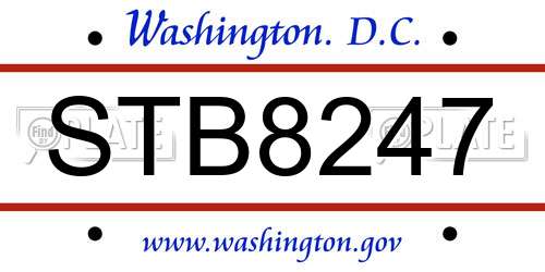 STB8247 District Of Columbia License Plate